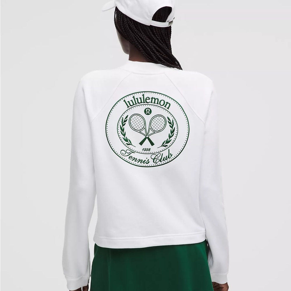 [SOLD] NWT Lululemon Cotton French Terry Crewneck Tennis Club XS White/Alouette